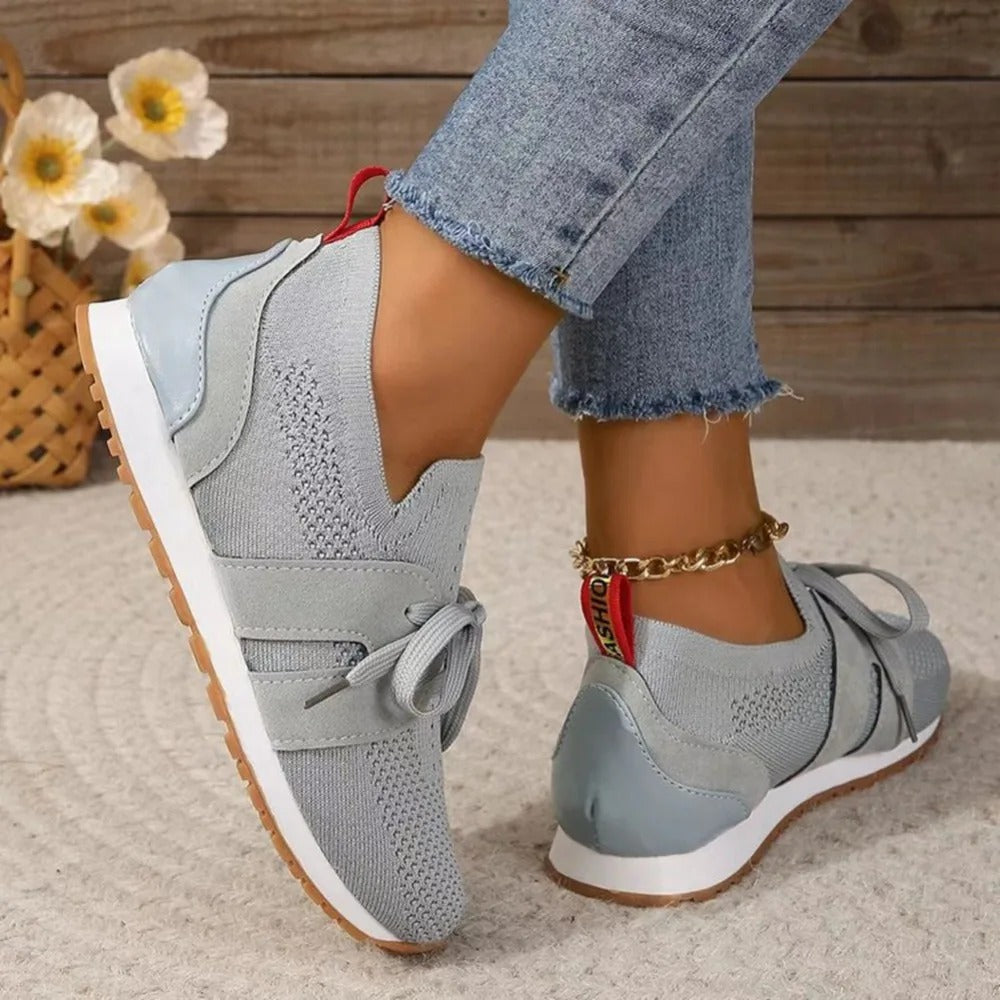 Women's Lace-Detail Slip-On Sneakers – Breathable Non-Slip Walking Shoes
