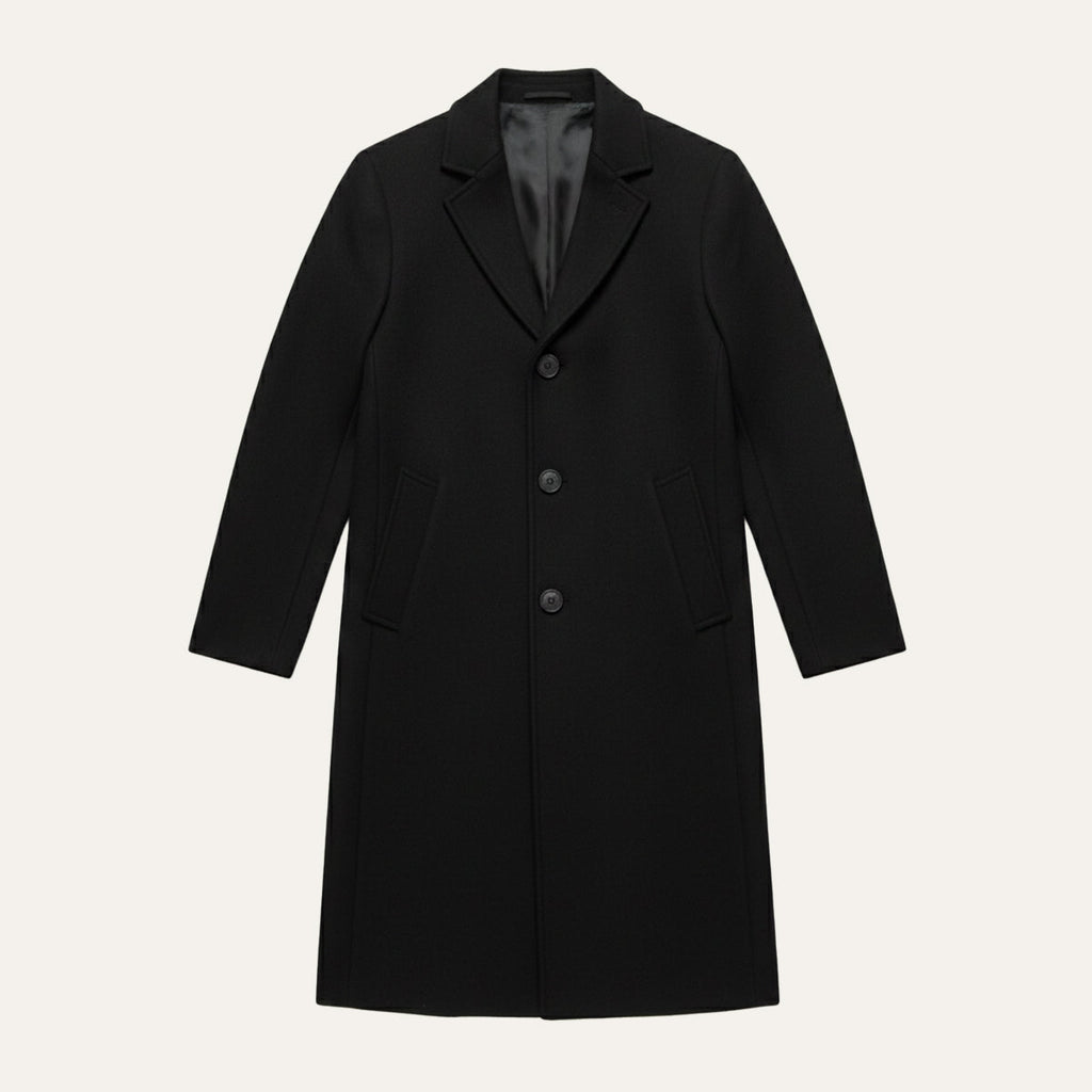 Men's Classic Cotton Blend Overcoat – Tailored Lapel Winter Coat