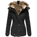 Women's Puffer Jacket with Faux Fur Hood – Insulated Winter Coat