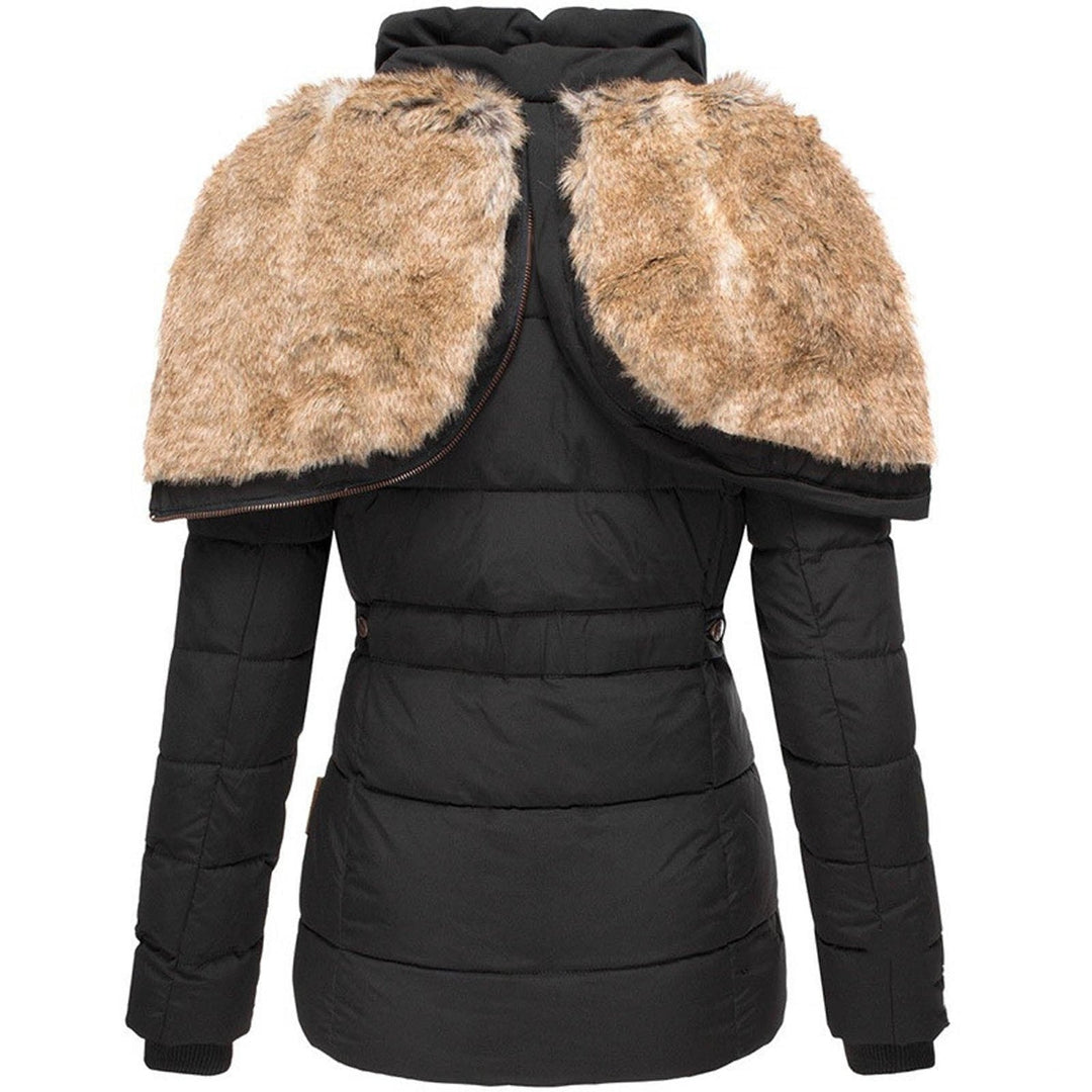 Women's Puffer Jacket with Faux Fur Hood – Insulated Winter Coat