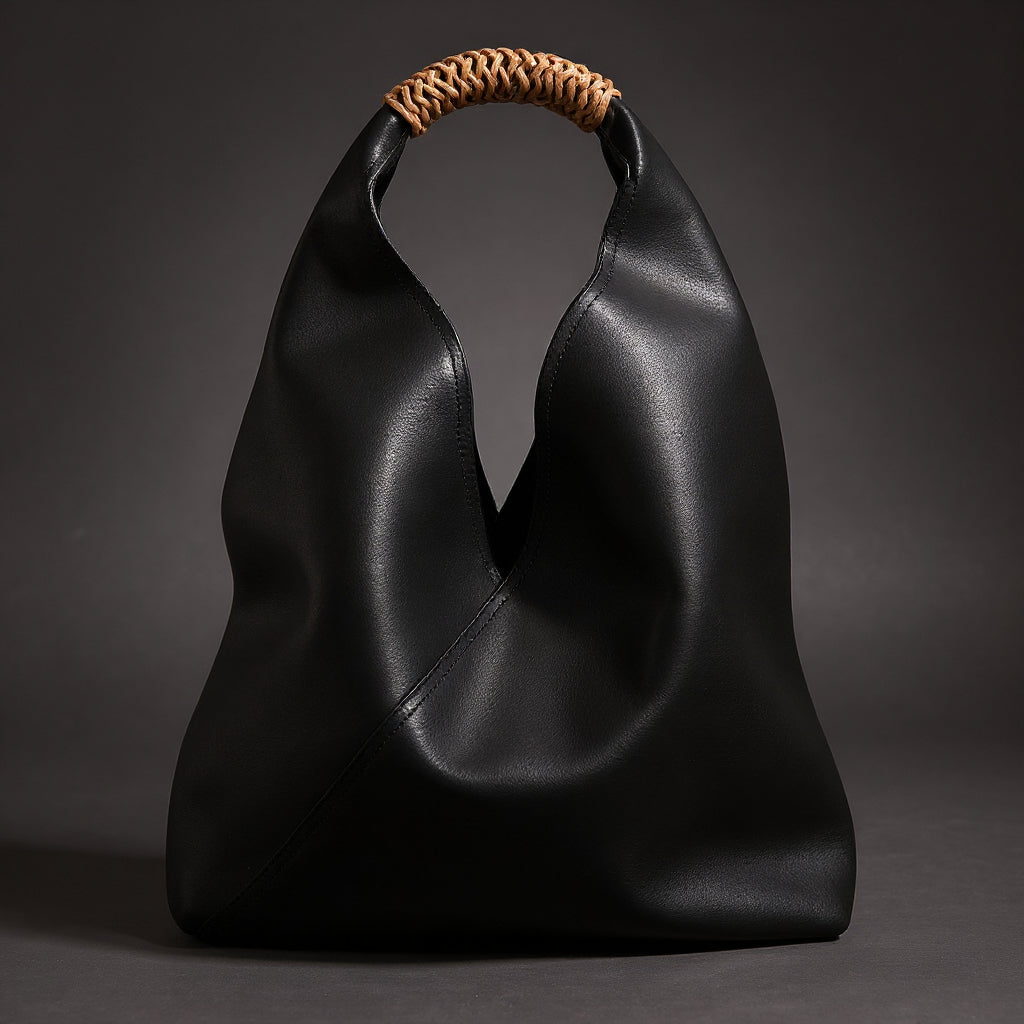 Women's Slouchy Hobo Bag – Rattan Top Handle Everyday Handbag