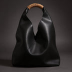 Women's Slouchy Hobo Bag – Rattan Top Handle Everyday Handbag