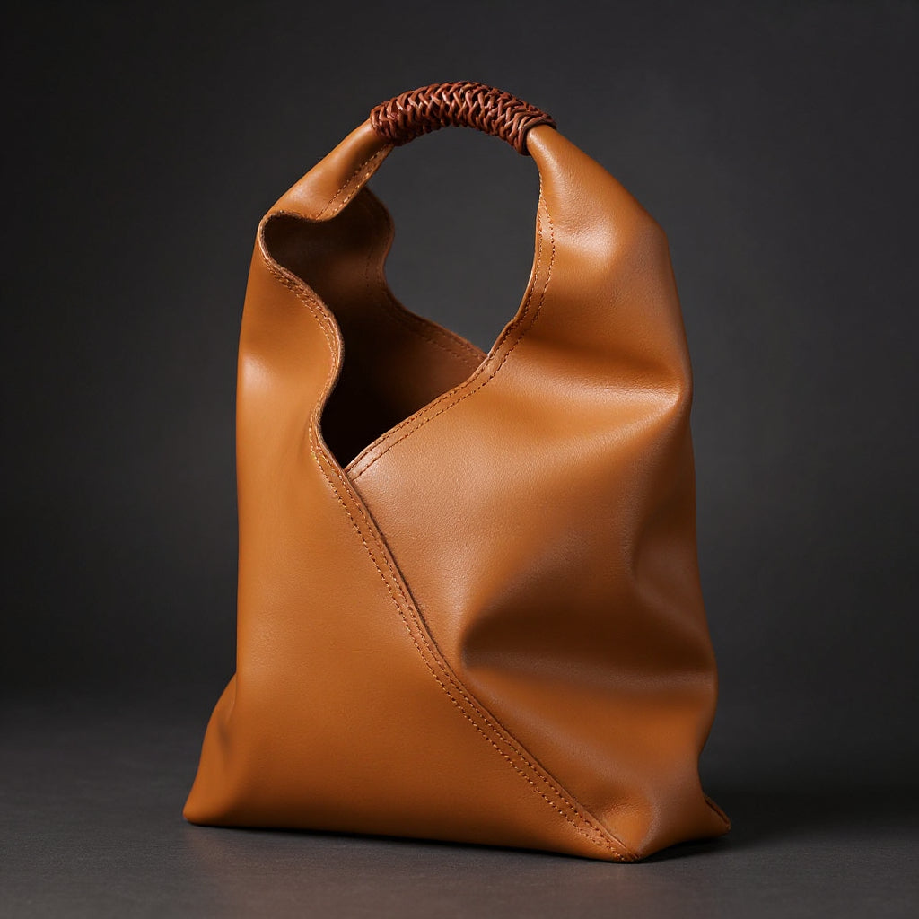 Women's Slouchy Hobo Bag – Rattan Top Handle Everyday Handbag