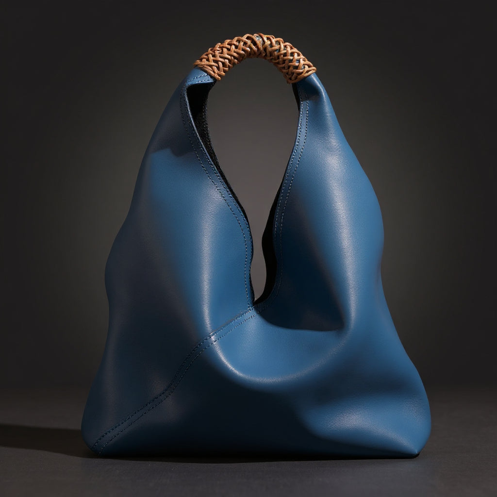 Women's Slouchy Hobo Bag – Rattan Top Handle Everyday Handbag