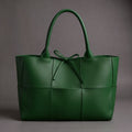 Women's Woven Bow Tote – Faux Leather Rolled Handle Shoulder Bag