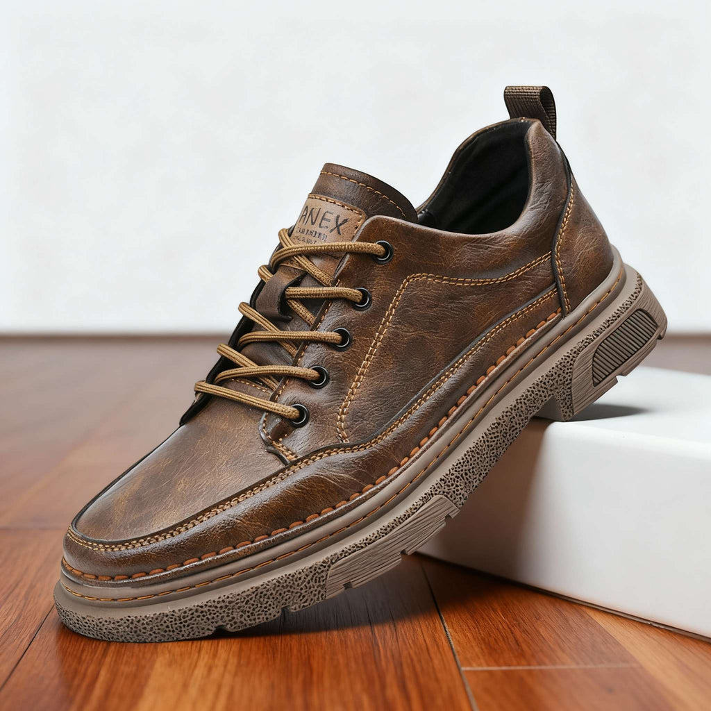 Men's Welted Leather-Look Sneakers – Shock-Absorbing Everyday Shoes