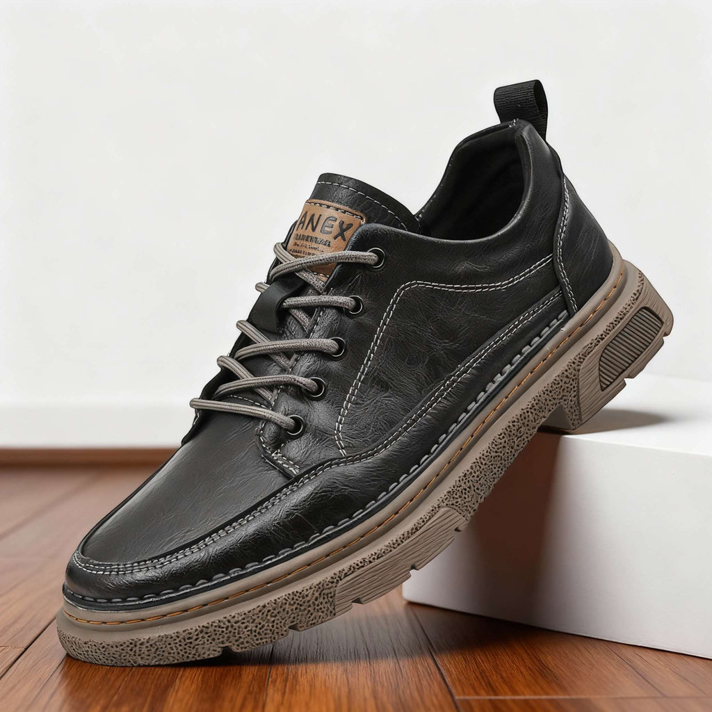 Men's Welted Leather-Look Sneakers – Shock-Absorbing Everyday Shoes
