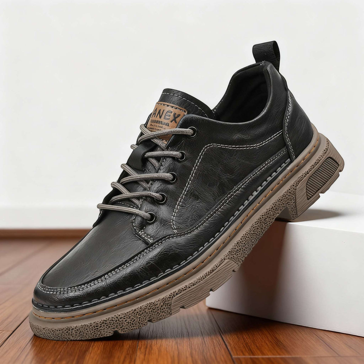 Men's Welted Leather-Look Sneakers – Shock-Absorbing Everyday Shoes