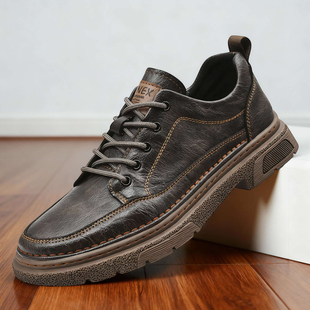 Men's Welted Leather-Look Sneakers – Shock-Absorbing Everyday Shoes