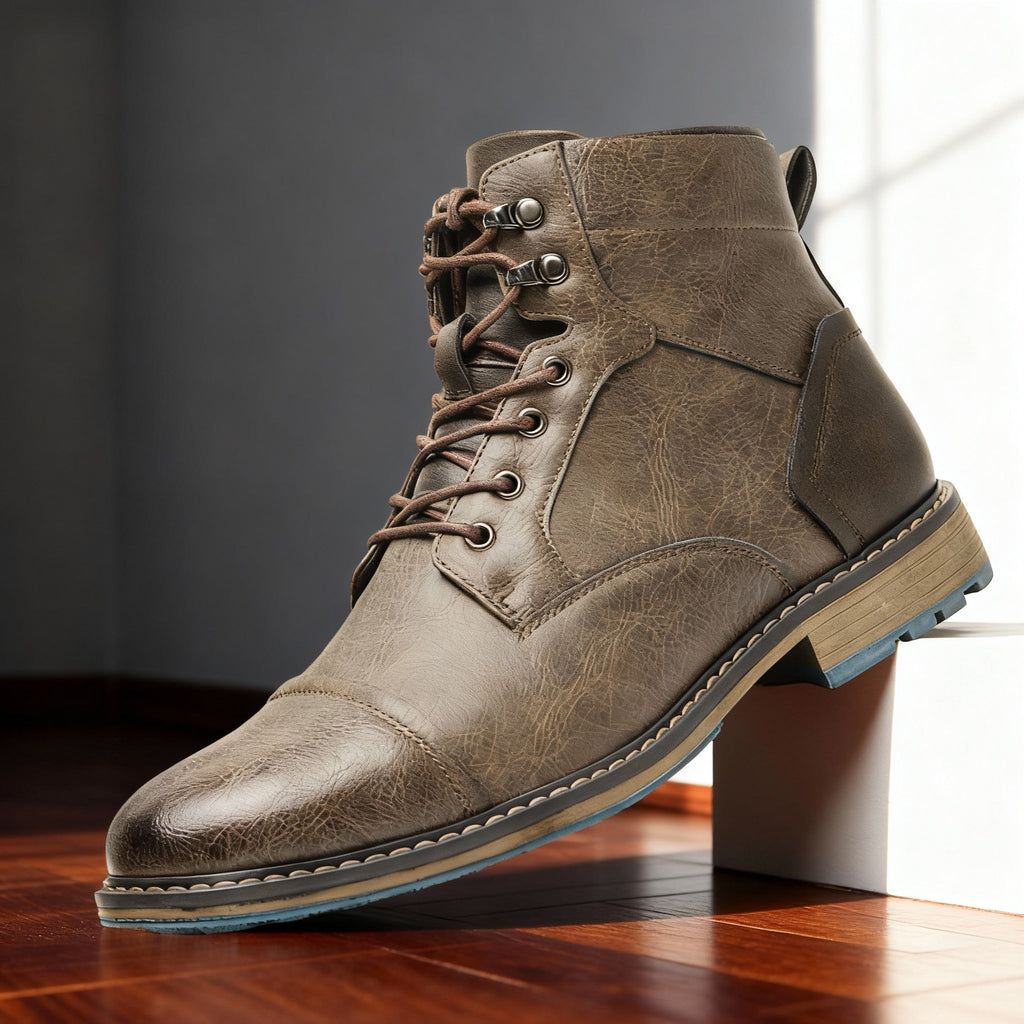 Men's Rugged Chukka Combat Boots – Hand-Stitched Lace-Up Work Boots