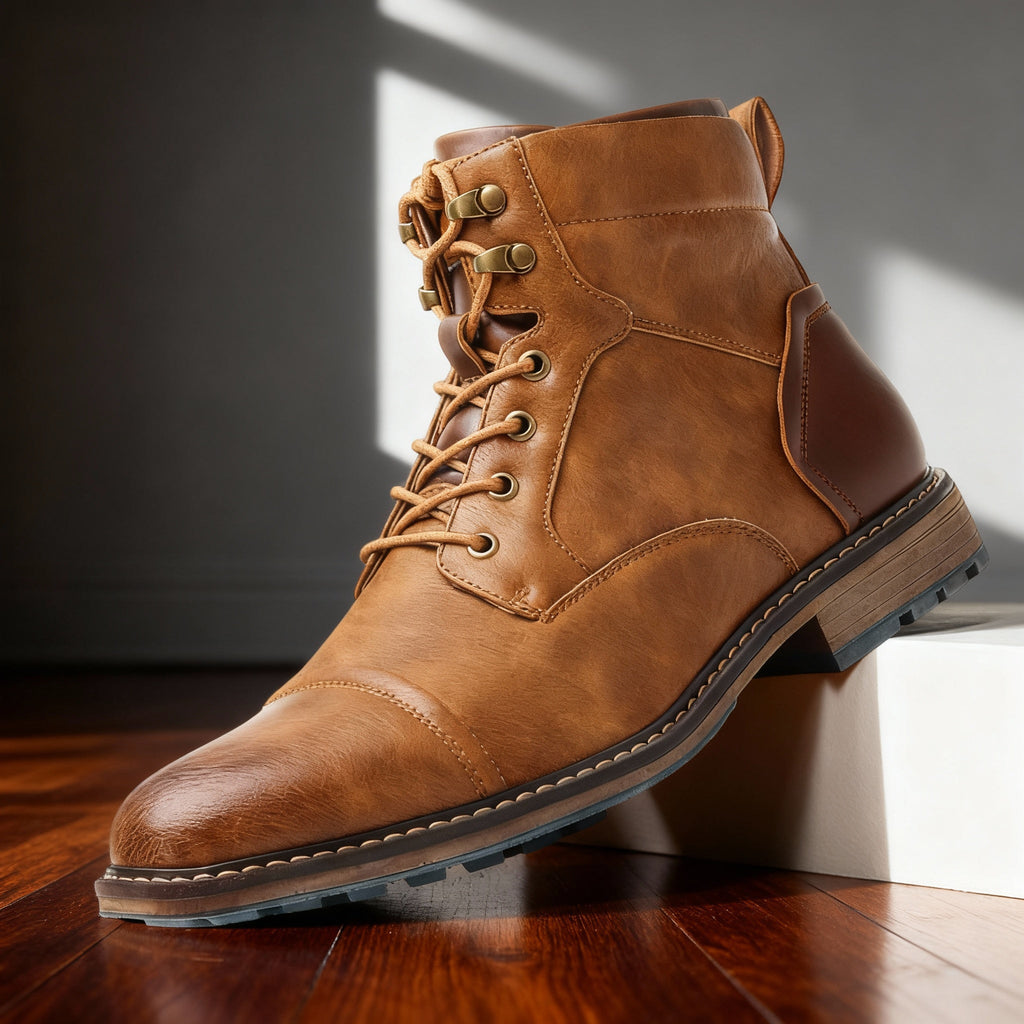 Men's Rugged Chukka Combat Boots – Hand-Stitched Lace-Up Work Boots