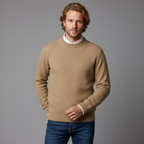 Men's Textured Mock Neck Knit Sweater – Mid-Weight Relaxed Pullover