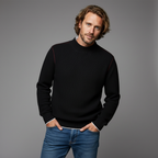 Men's Textured Mock Neck Knit Sweater – Mid-Weight Relaxed Pullover