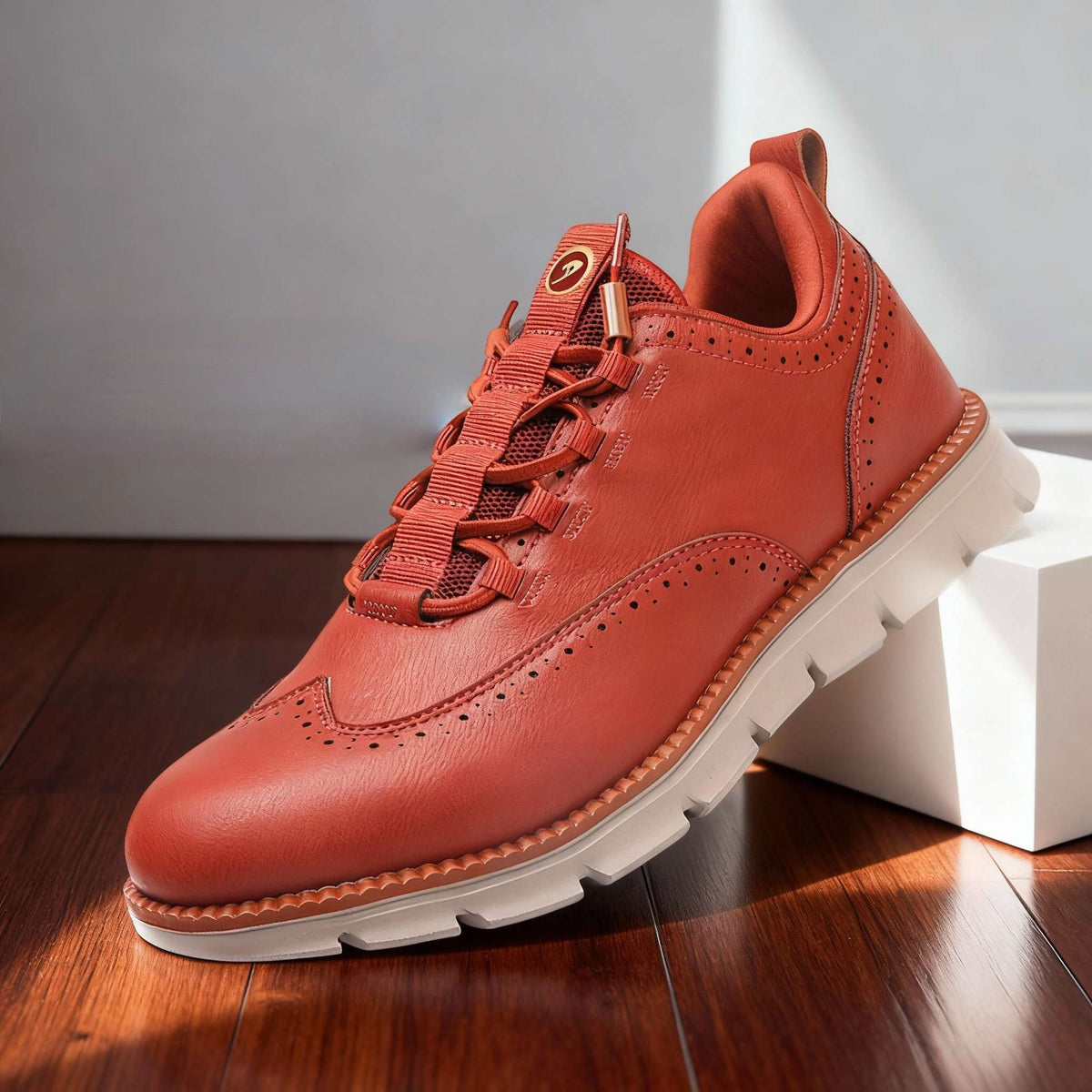 Men's Brogue Sneakers – Perforated Wingtip Casual Lace-Up Shoes