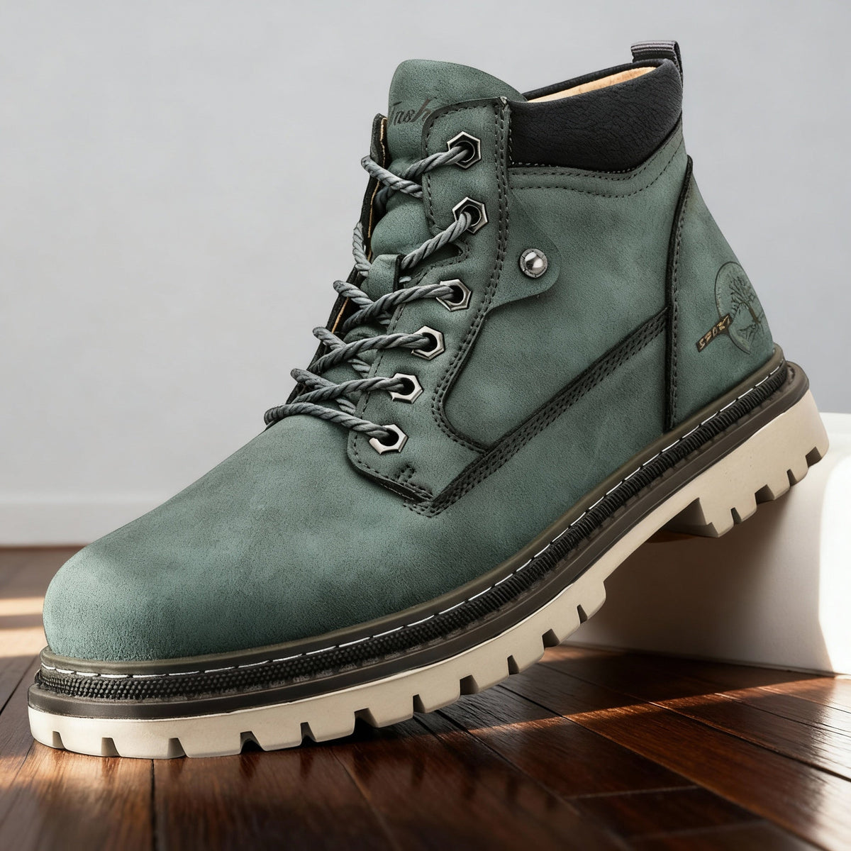 Men's Rugged Lace-Up Work Boots – Welted Sole Padded Ankle Boots