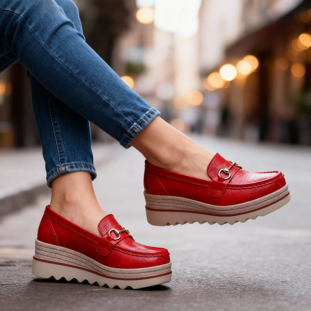 Women's Platform Comfort Loafers – Cushioned Slip-On Shoes