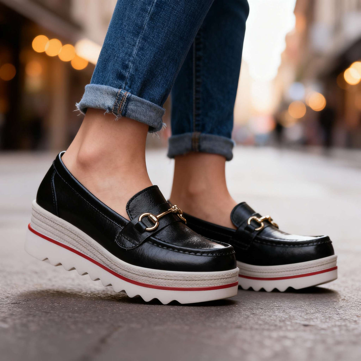 Women's Platform Comfort Loafers – Cushioned Slip-On Shoes
