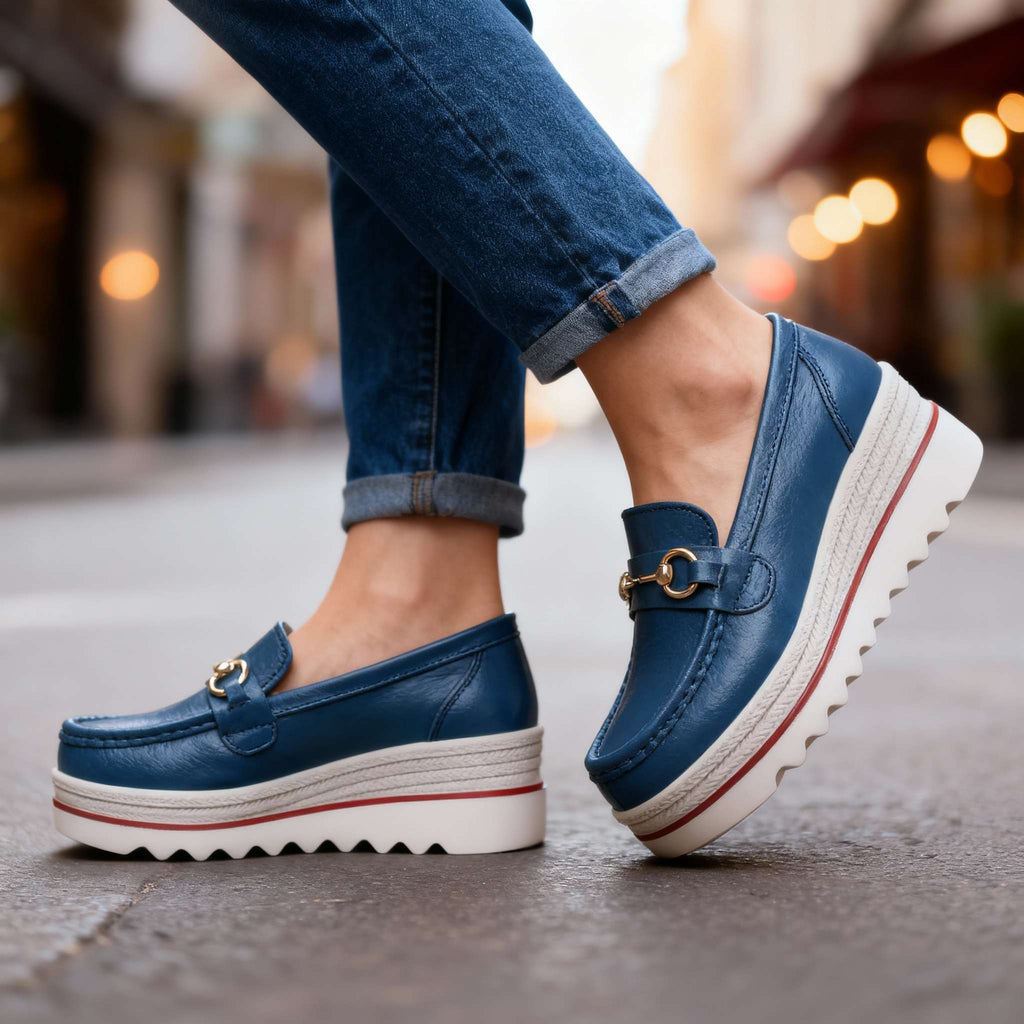 Women's Platform Comfort Loafers – Cushioned Slip-On Shoes
