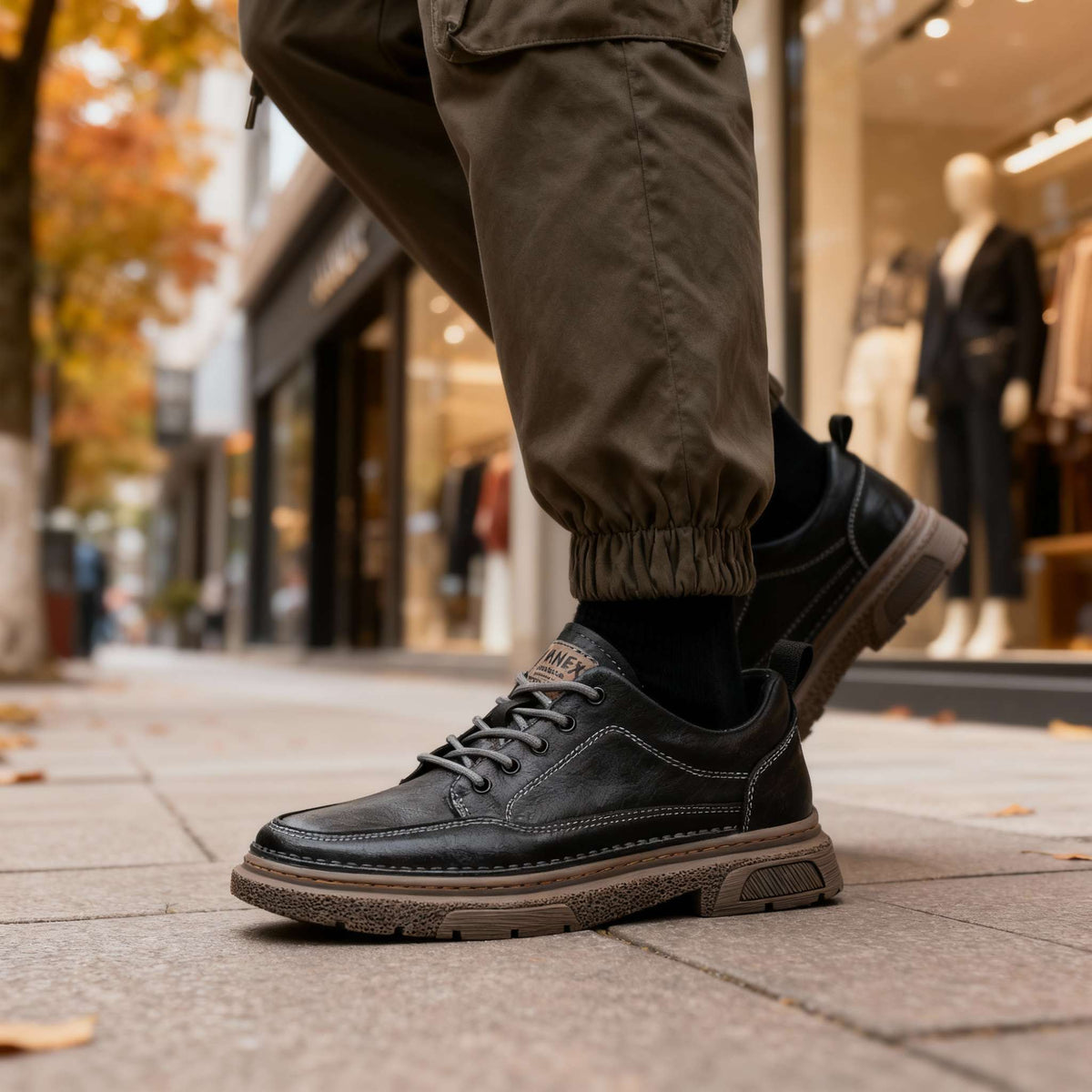 Men's Welted Leather-Look Sneakers – Shock-Absorbing Everyday Shoes