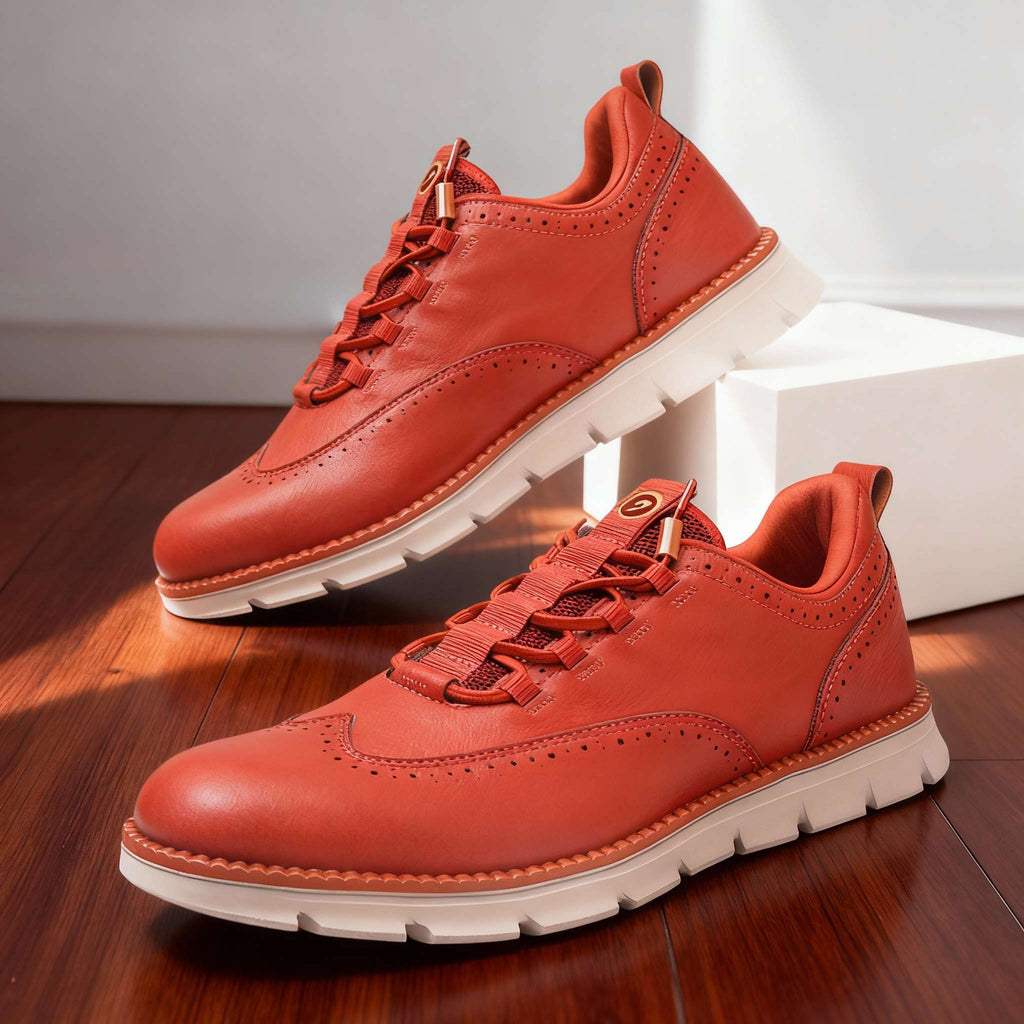 Men's Brogue Sneakers – Perforated Wingtip Casual Lace-Up Shoes