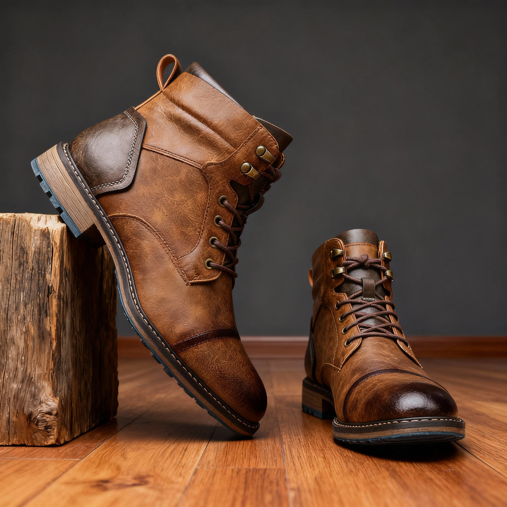 Men's Rugged Chukka Combat Boots – Hand-Stitched Lace-Up Work Boots