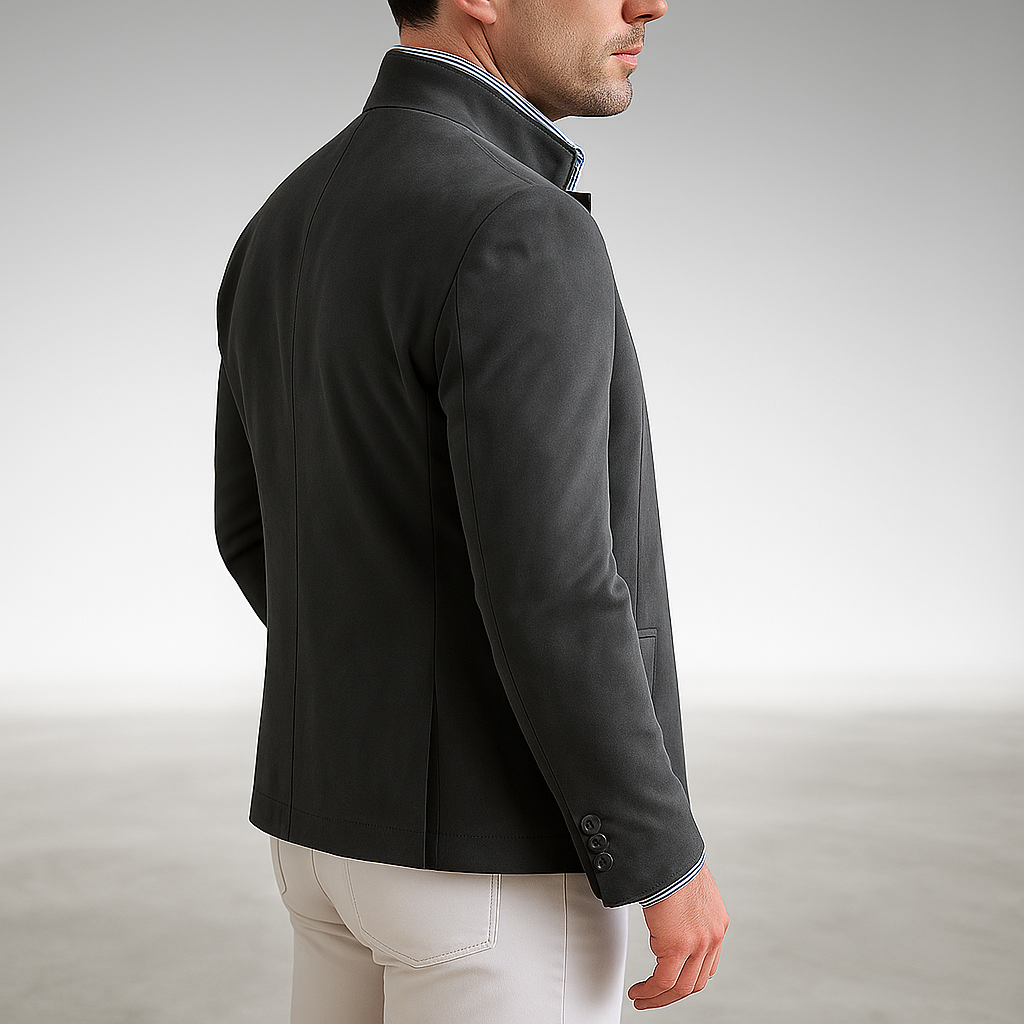 Men's Stand Collar Button Jacket – Tailored Smart Casual Layer