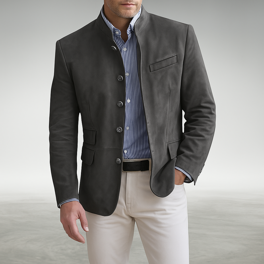 Men's Stand Collar Button Jacket – Tailored Smart Casual Layer