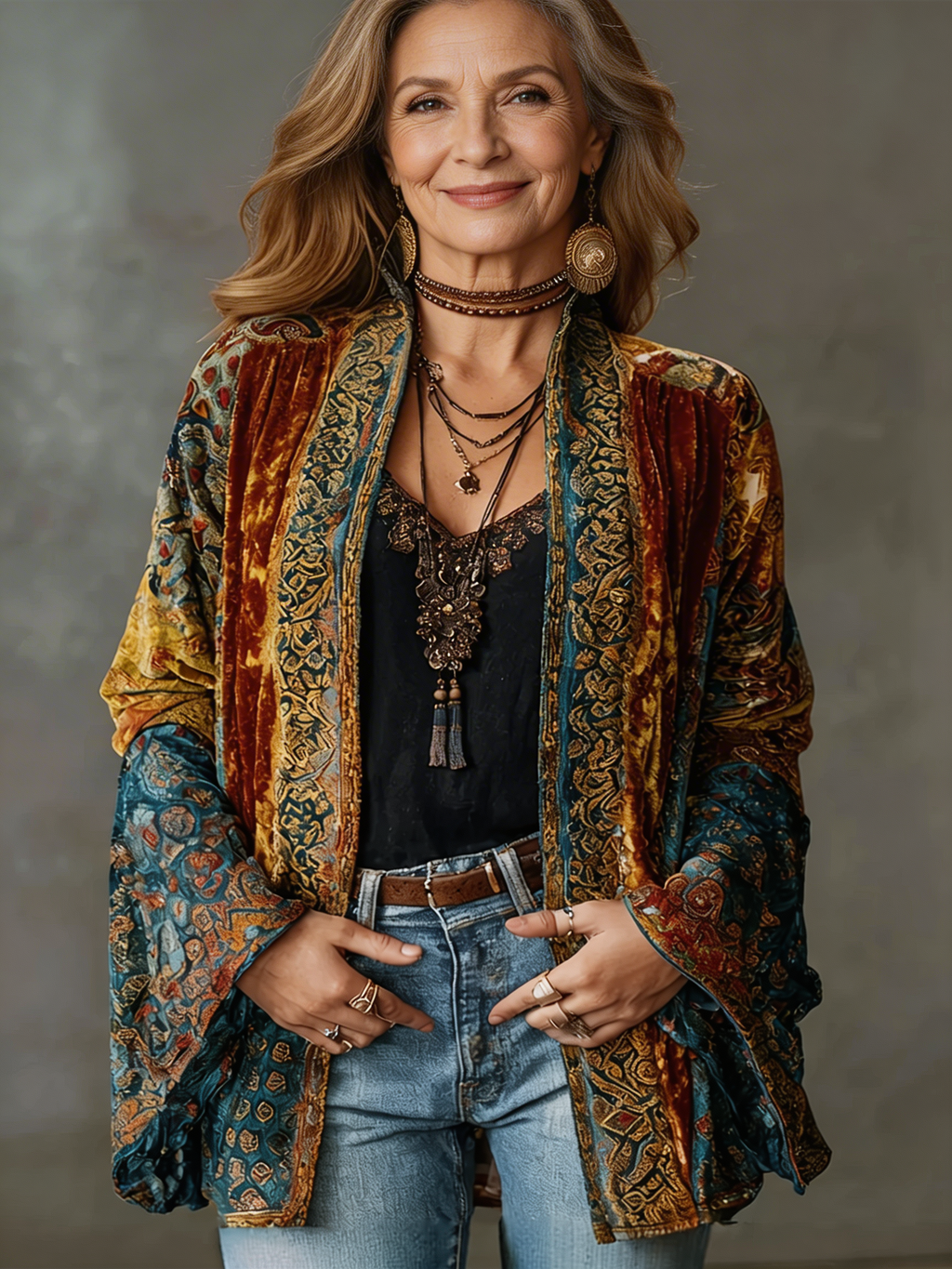 Women's Bohemian Kimono Cardigan – Lightweight Printed Open Front Layer