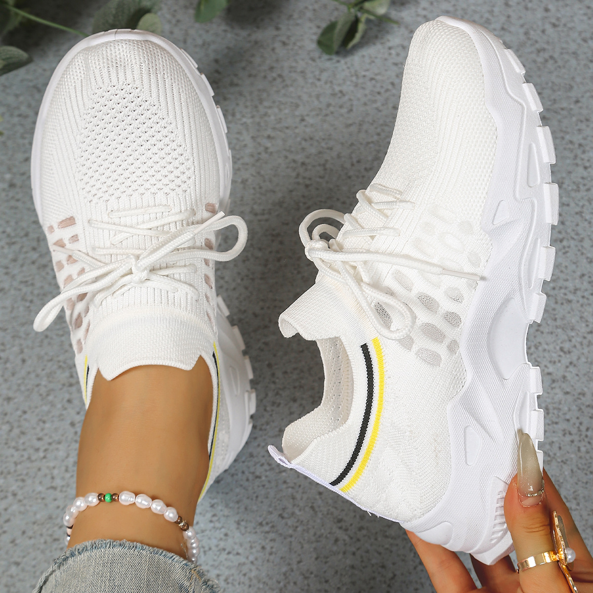 Women's Knit Walking Sneakers – Lightweight Cushioned Arch Support Shoes