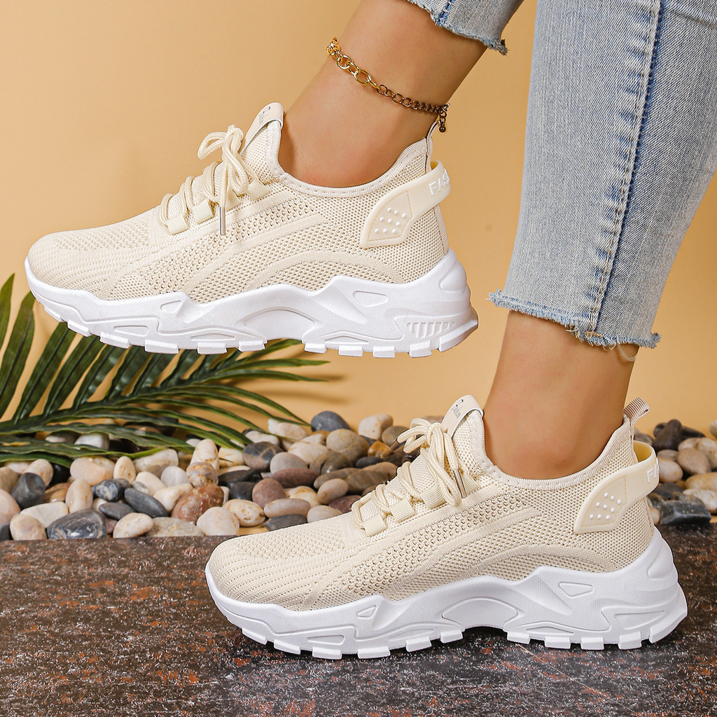 Women's Knit Walking Sneakers – Lightweight Cushioned Arch Support Shoes