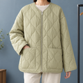 Women's Wave Quilted Jacket – Lightweight Collarless Zip Jacket