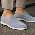 Men's Moc Toe Slip-On Loafers – Sky Blue Casual Loafers with Contrast Sole