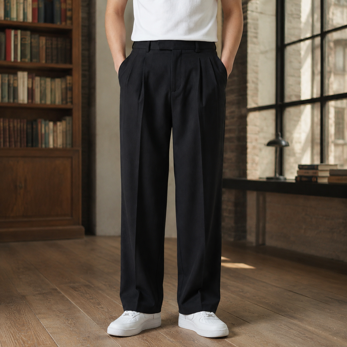Men's Pleated Wide Leg Trousers – High Waist Tailored Pants