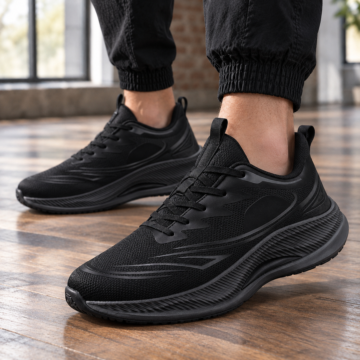 Men's Chunky Rocker Sole Sneakers – Low-Top Lace-Up Casual Sneakers