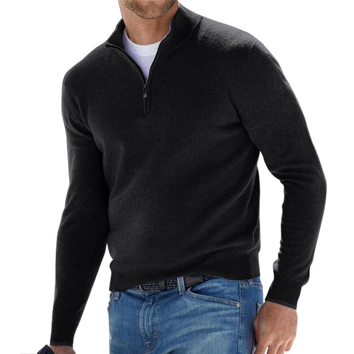 Men's Quarter Zip Sweater – Regular Fit Casual Knit Pullover