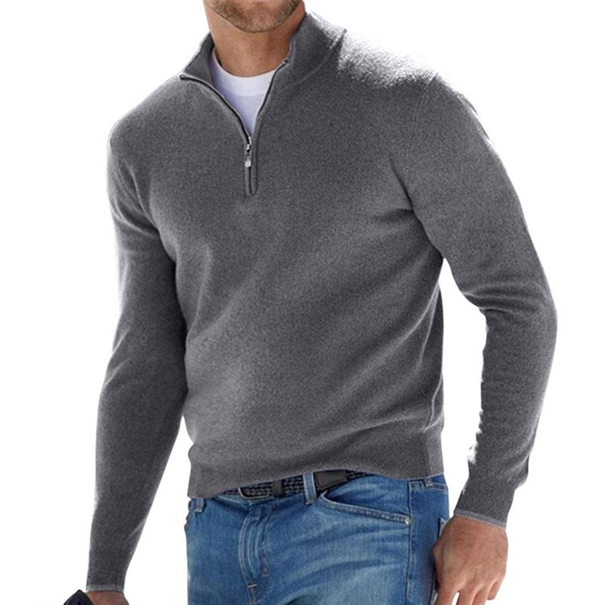 Men's Quarter Zip Sweater – Regular Fit Casual Knit Pullover