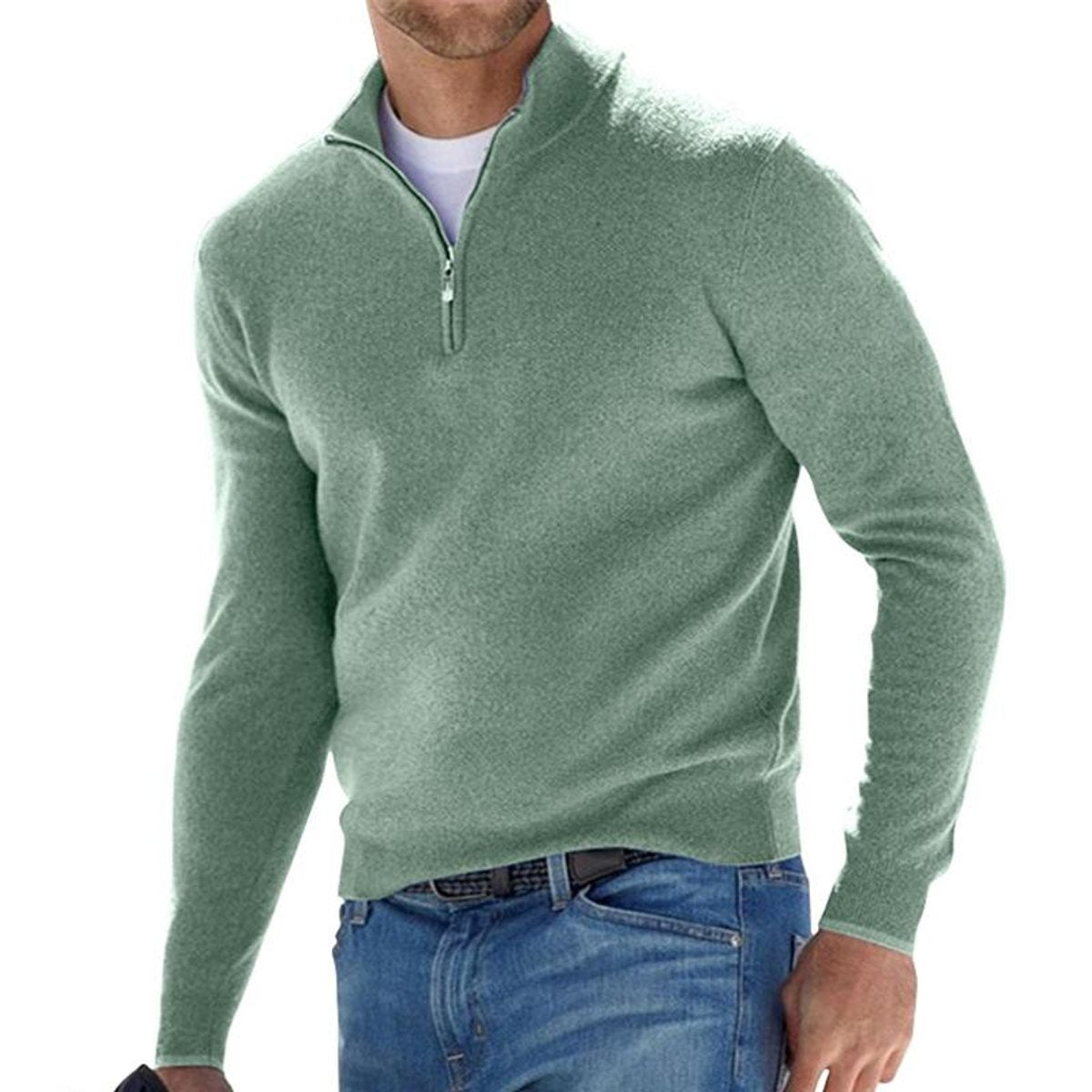 Men's Quarter Zip Sweater – Regular Fit Casual Knit Pullover