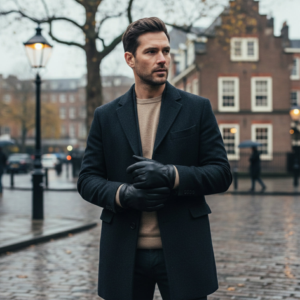 Men's Wool Lined Driving Gloves – Faux Leather Winter Gloves