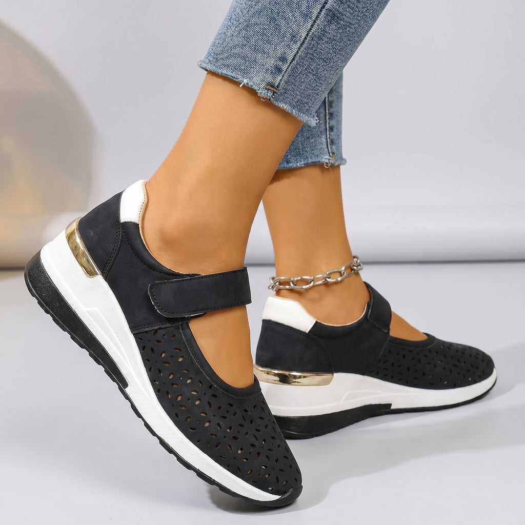 Women's Breathable Strap Sneakers – Cushioned Lightweight Walking Shoes