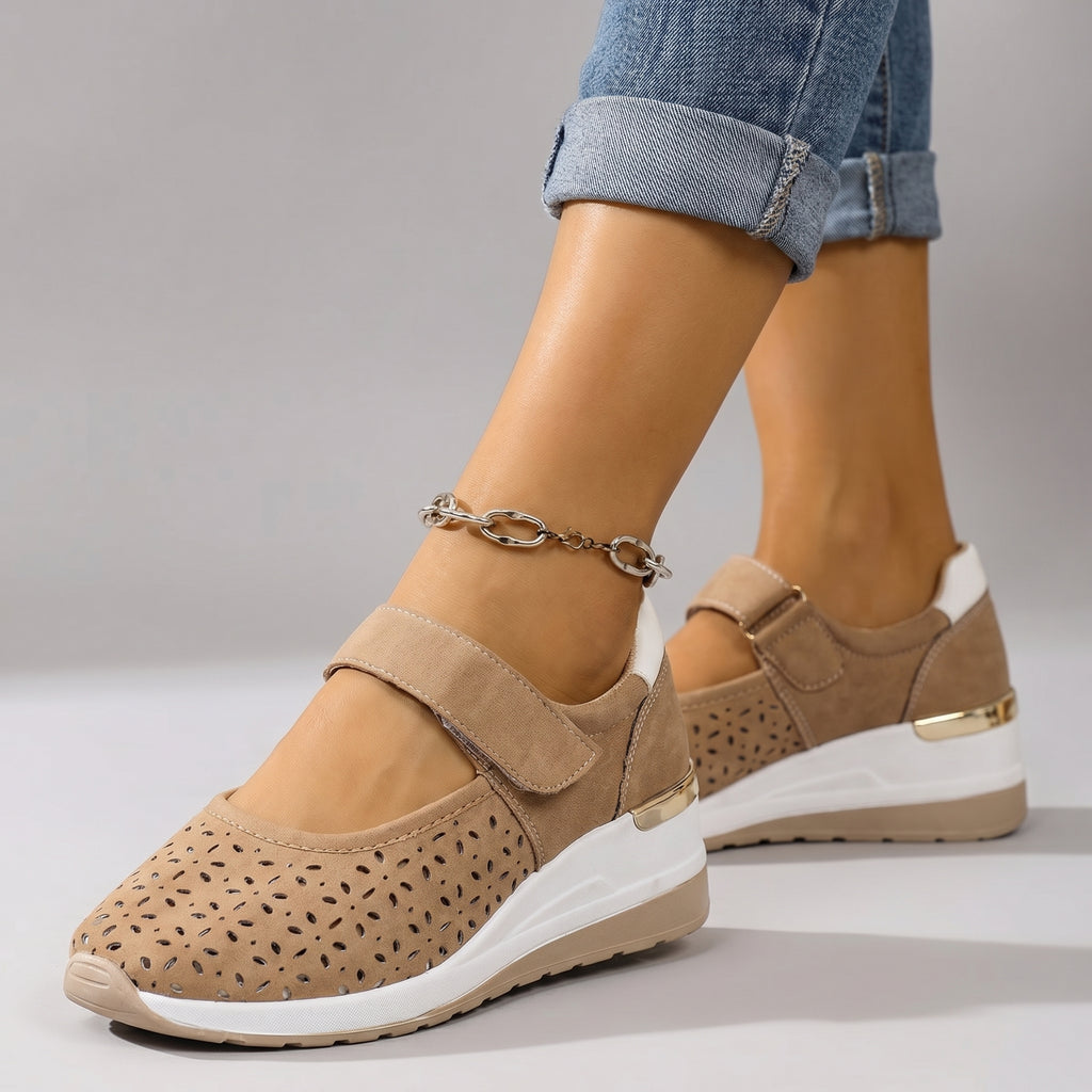 Women's Breathable Strap Sneakers – Cushioned Lightweight Walking Shoes