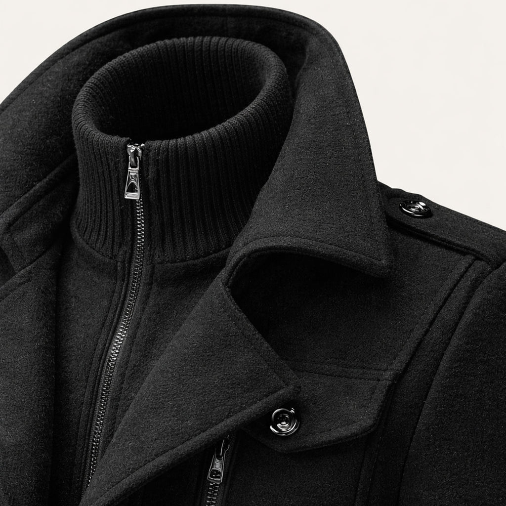 Men's Tailored Wool Blend Overcoat – Lapel Collar Trench-Style Coat