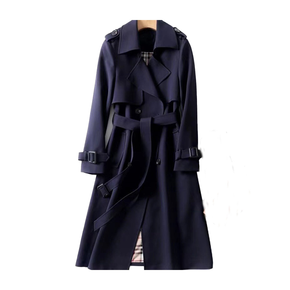 Women's Double-Breasted Belted Trench Coat – Classic Tailored Outerwear