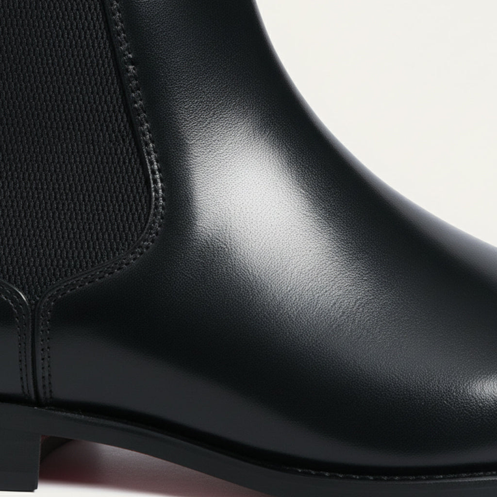 Men's Faux Leather Chelsea Boots – Slip-On Ankle Boots with Red Sole