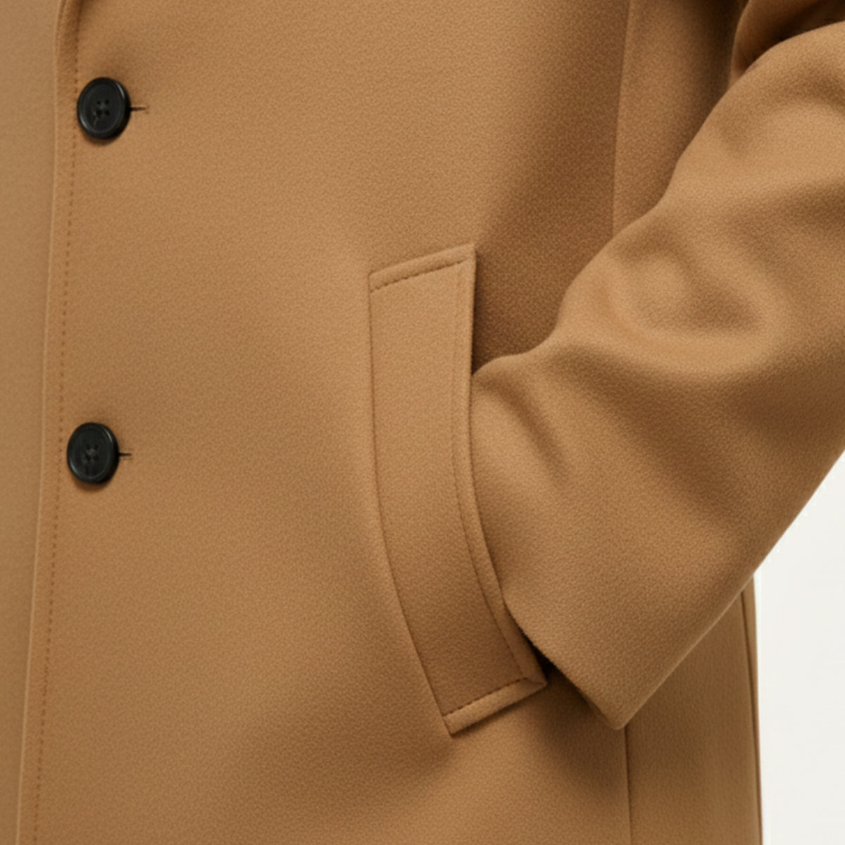 Men's Classic Cotton Blend Overcoat – Tailored Lapel Winter Coat