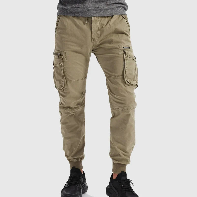 Men's Cargo Jogger Pants – Multi-Pocket Drawstring Cuffed Utility Trousers