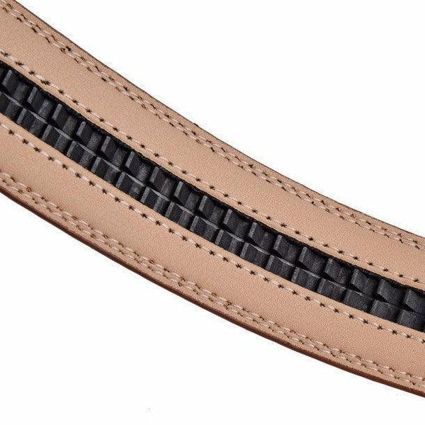 Men's Leather Ratchet Dress Belt – Micro-Adjustable Automatic Buckle Belt