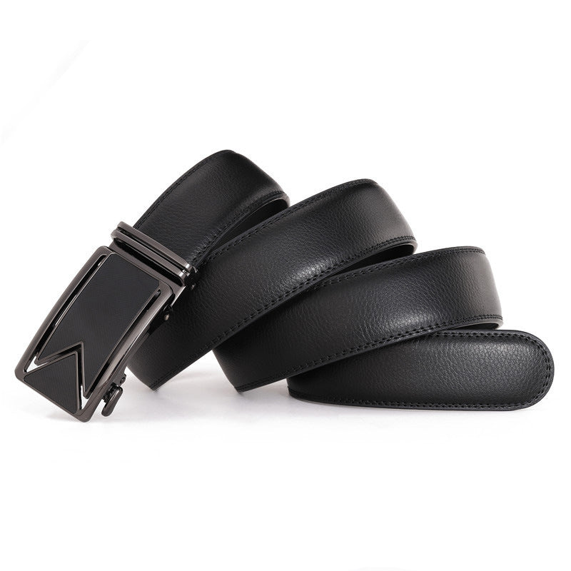 Men's Leather Ratchet Dress Belt – Micro-Adjustable Automatic Buckle Belt