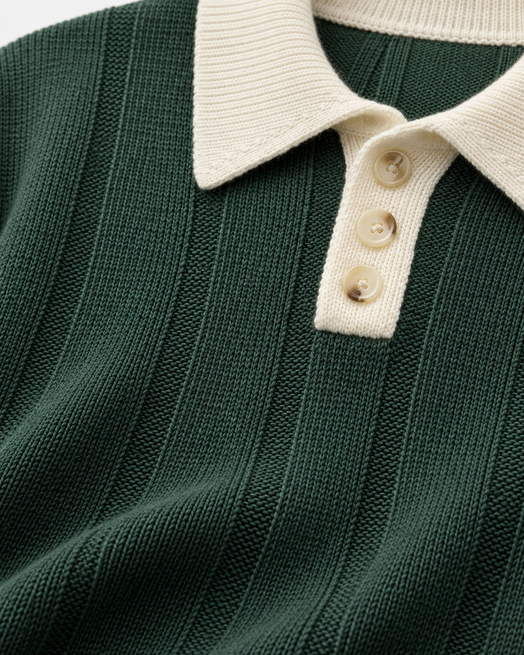 Men's Contrast Collar Knit Polo Sweater – Ribbed Regular Fit Pullover