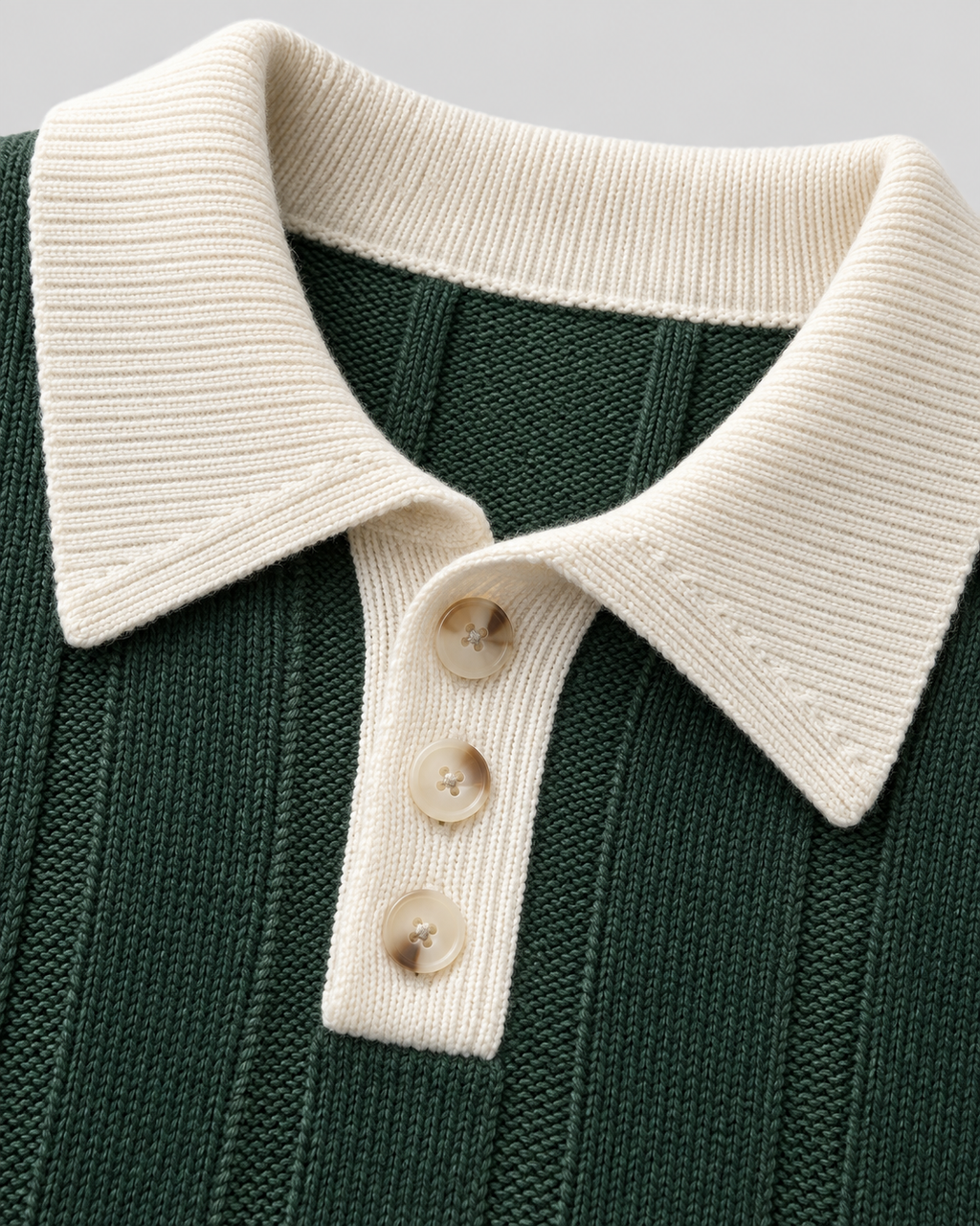 Men's Contrast Collar Knit Polo Sweater – Ribbed Regular Fit Pullover