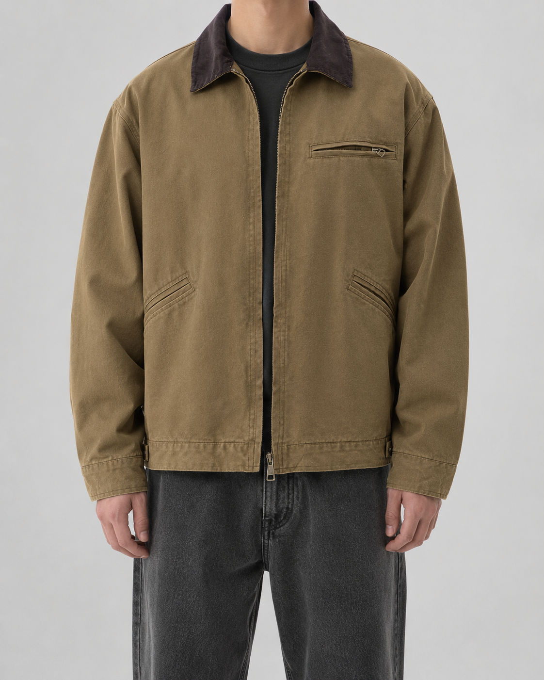 Men's Canvas Field Jacket – Corduroy Collar Workwear Coat